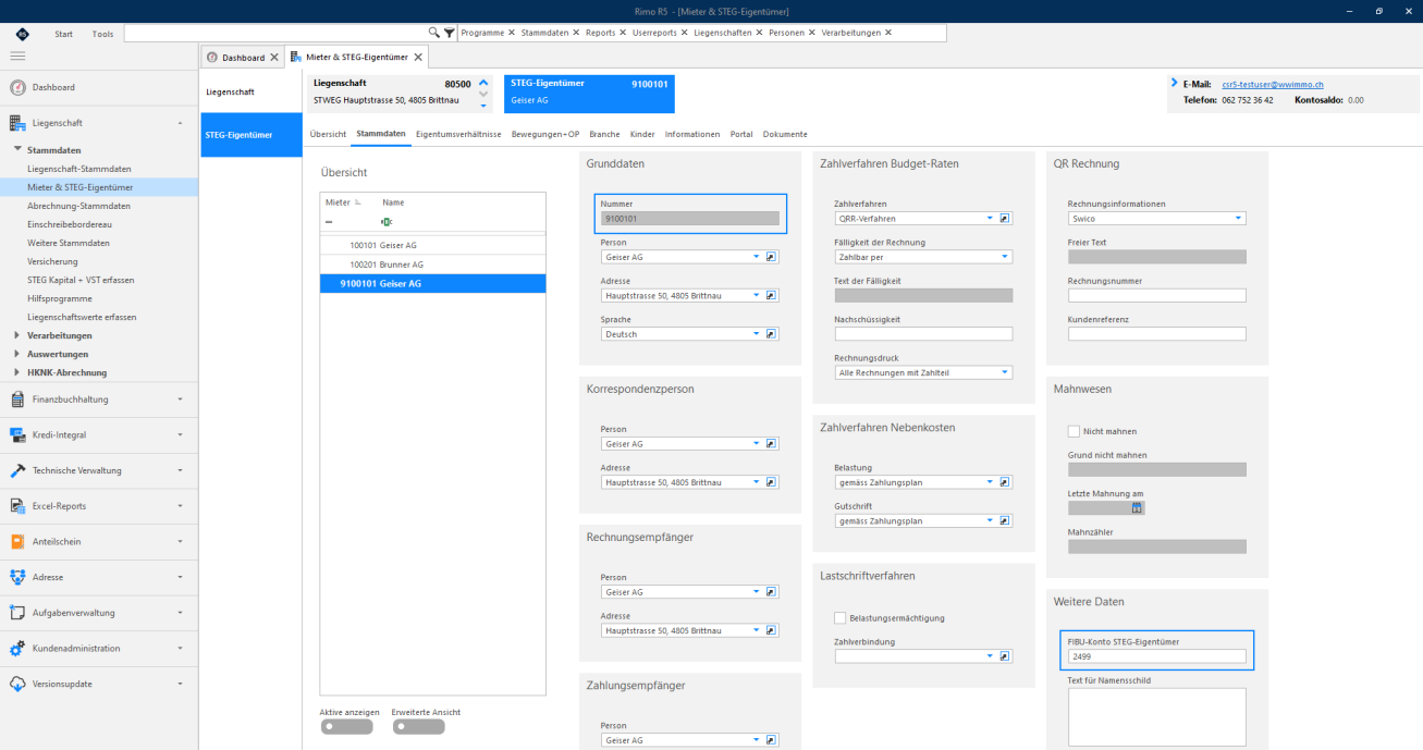 Screenshot: Stammdaten eines zusätzlichen EF-STEG-Eigentümers