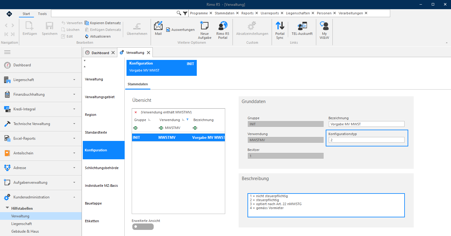 Screenshot: Meldung – Änderung vor Datum der letzten definitiven MWST-Abrechnung nicht zulässig
