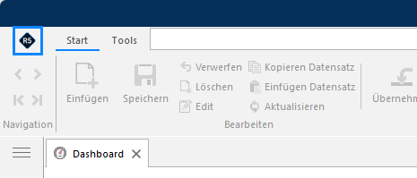 Screenshot: R5-Icon zum Öffnen des Hintergrundmenüs