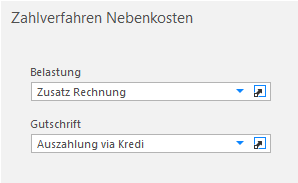 Screenshot: Zahlverfahren Nebenkosten mit Zusatz Rechnung und Auszahlung via Kredi