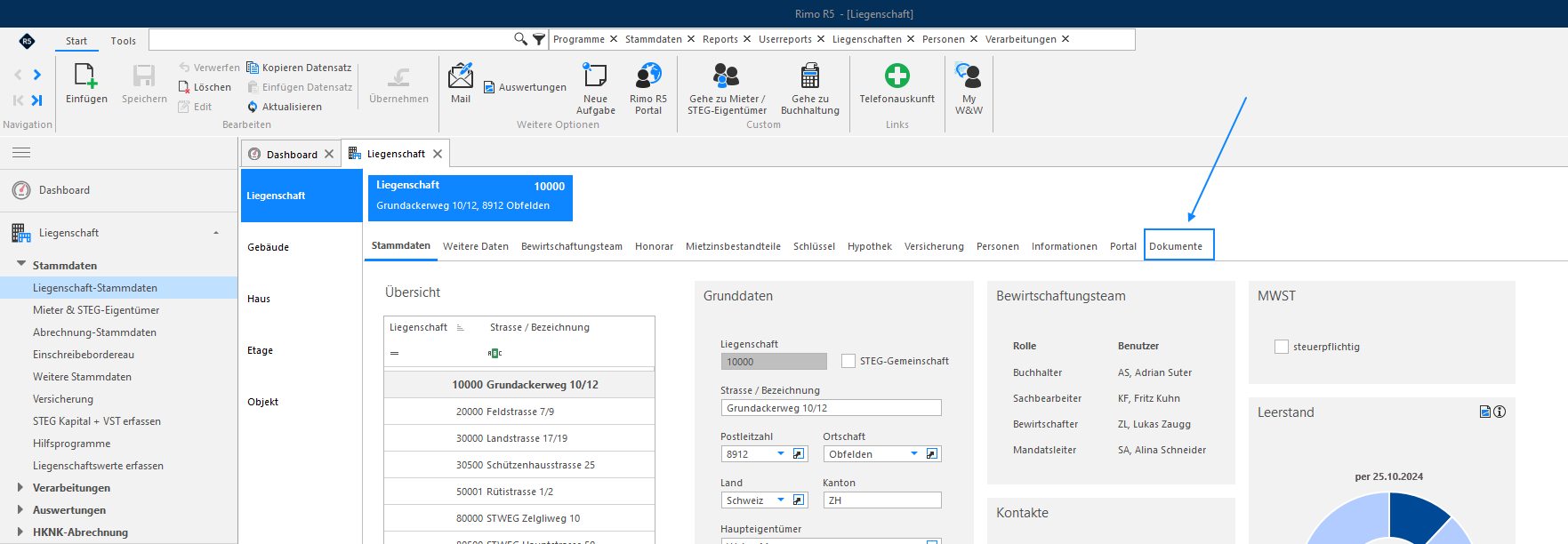 Screenshot: Rimo-R5-Menüband mit der Funktion «Dokumentenablage»