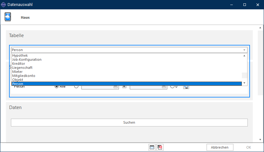 Screenshot: Verlinkungsdialog mit Suchresultaten und Button «OK – Verlinken»