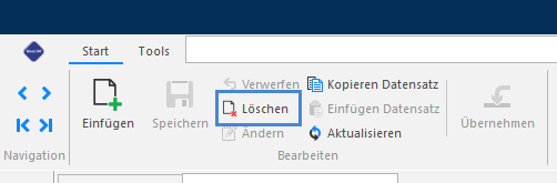 Screenshot: Menüband mit hervorgehobener Funktion «Löschen»
