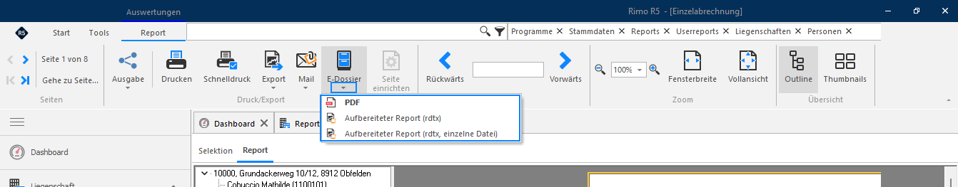 Screenshot: Dashboard von Rimo R5 mit Push-Benachrichtigung zu fälligen Aufgaben