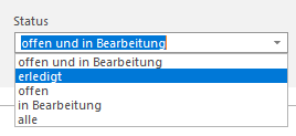 Screenshot: Aufgabenliste mit Statusanzeige und anpassbarer Breite