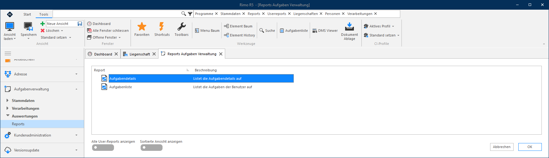 Screenshot: Aufgabenvorlage mit Eingabefeldern für periodisch zu generierende Aufgaben