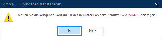 Screenshot: Bestätigungsdialog für die Übertragung generierter Aufgaben
