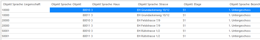 Screenshot: Vorschau der Datensätze, für die Aufgaben erzeugt würden