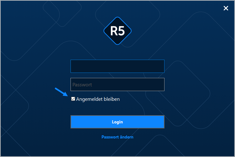 Screenshot: Anmeldemaske mit aktivierter Option Angemeldet bleiben