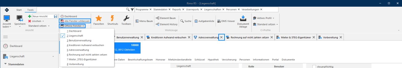Screenshot: Nummerische Filter in einer Tabellenübersicht