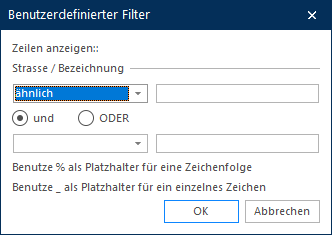 Screenshot: Kontextmenü zum Speichern und Laden von Filtern