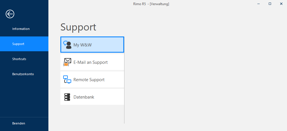 Screenshot: Lizenzverwaltung und Plattform My W&W