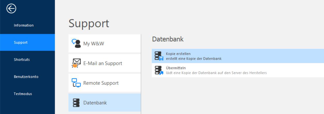 Screenshot: Dialog zum Erstellen einer Datenbankkopie