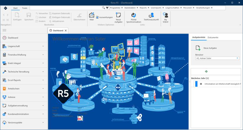 Screenshot: Benutzerkonto mit Einstellungen für Anmeldung und Oberflächendesign