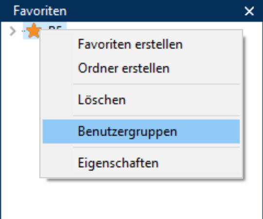 Screenshot: Hinzufügen von Menüpunkten und Reports zu Favoriten