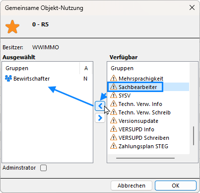 Screenshot: Hinzufügen von Menüpunkten und Reports zu Favoriten