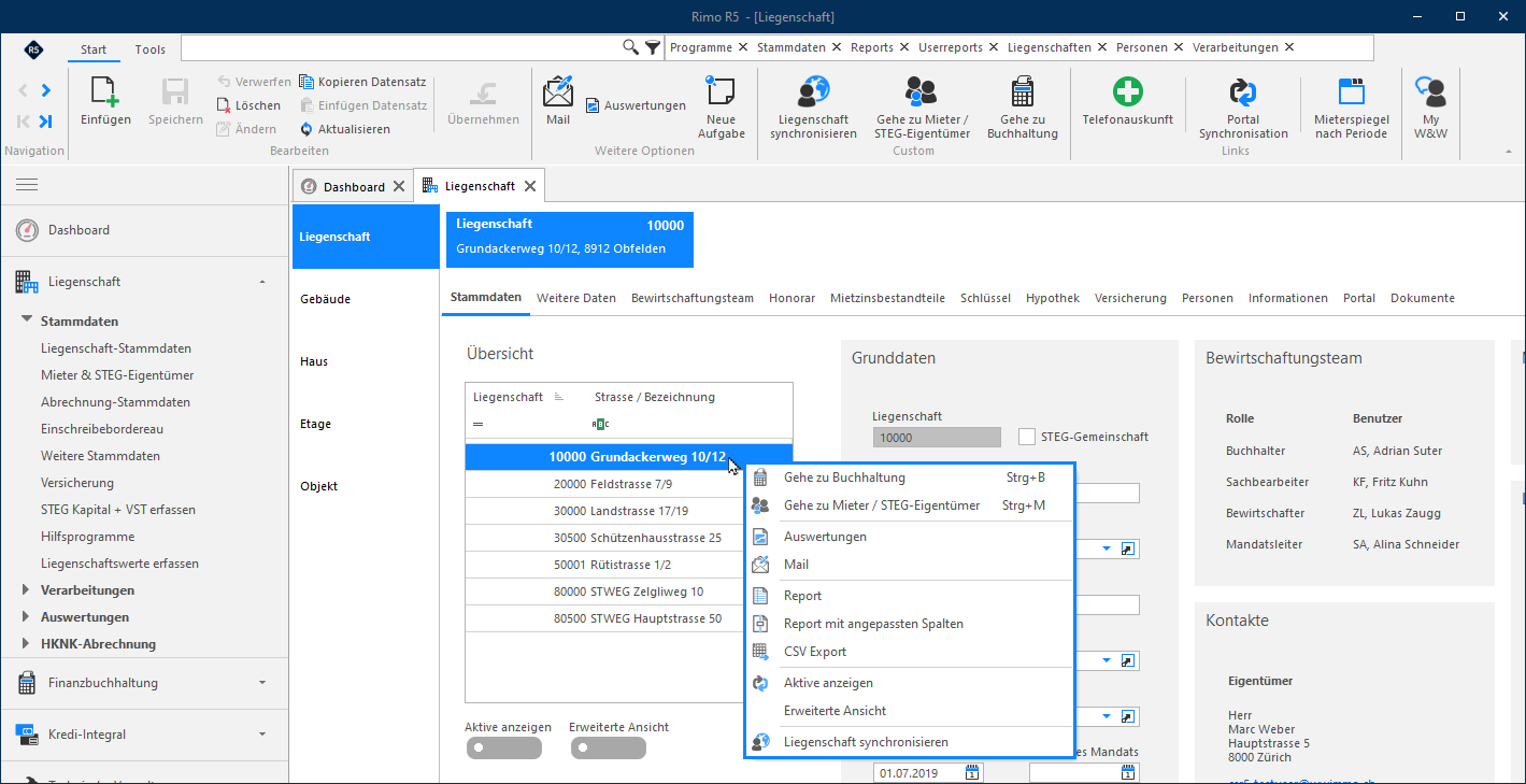Screenshot: Registerkarte Report mit Navigations-, Druck-, Such- und Zoomfunktionen