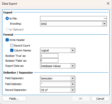 Screenshot: Report mit angepassten Spalten und CSV-Export