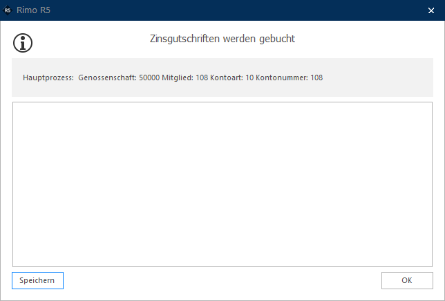 Screenshot: Bestätigungsmeldung Zinsgutschriften werden gebucht