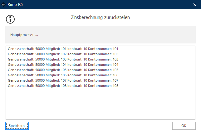 Screenshot: Bestätigungsmeldung für Zinsberechnung zurückstellen
