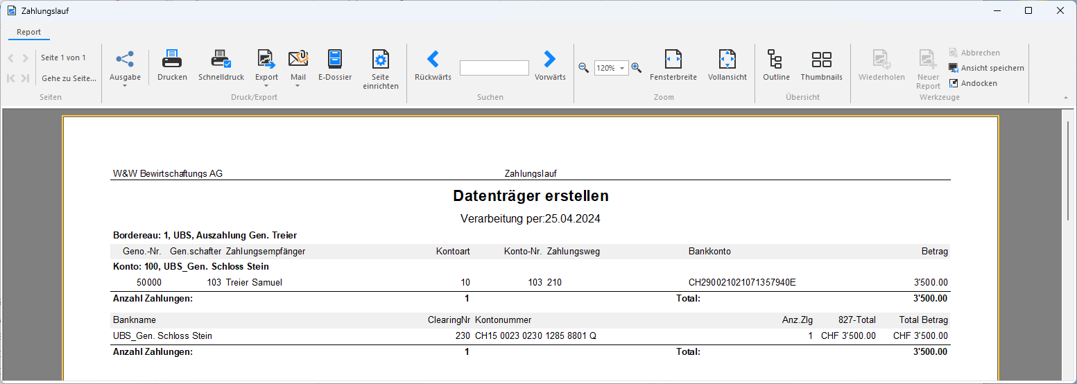 Screenshot: Journal zum erstellten Datenträger