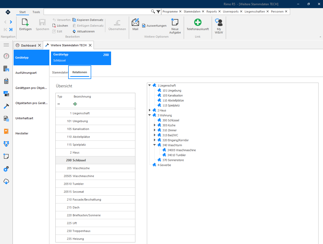 Screenshot: Navigation zum Register «Ausführungsart» in den weiteren Stammdaten