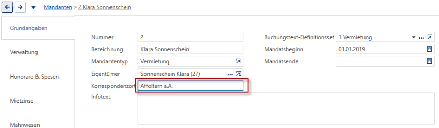 Screenshot: 1.2 Mandanten eröffnen