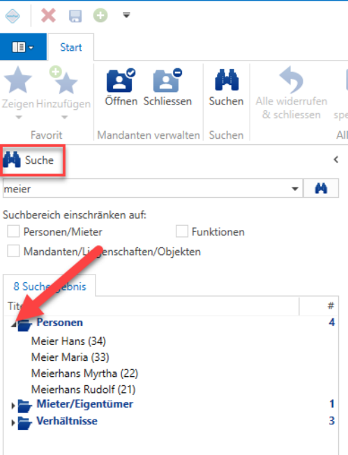 Screenshot: 2.1 Personensuche