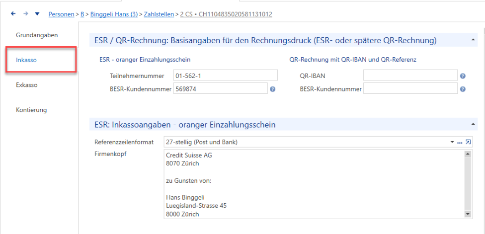 Screenshot: 2.3 Zahlstelle erfassen