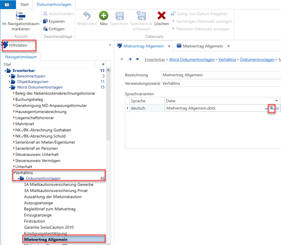 Screenshot: 3.2 Verhältniskorrespondenz hinterlegen