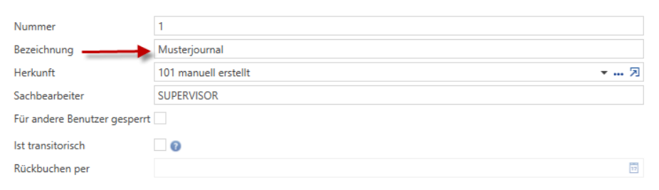 Screenshot: 4.2 Neues Buchungsjournal erfassen