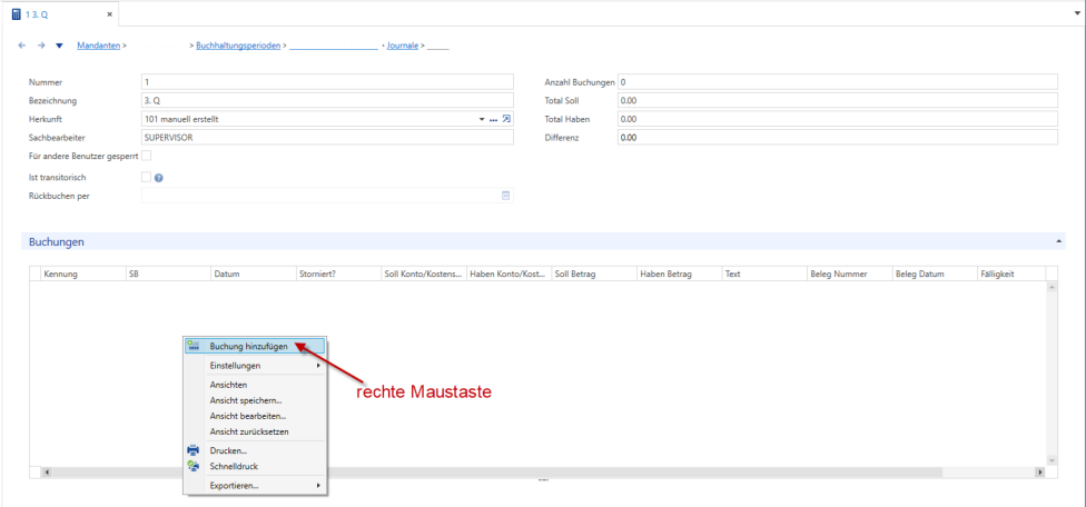 Screenshot: 4.3 Manuelle Buchung erfassen