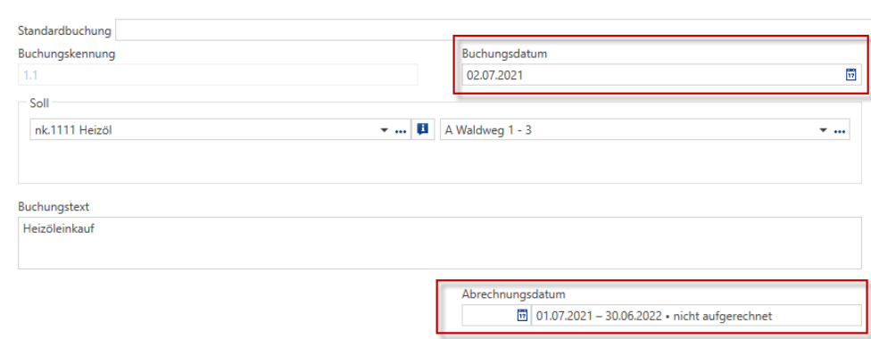 Screenshot: 4.5 Nebenkosten-Buchung erfassen