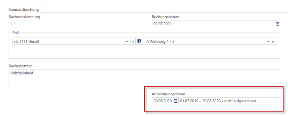 Screenshot: 4.5 Nebenkosten-Buchung erfassen