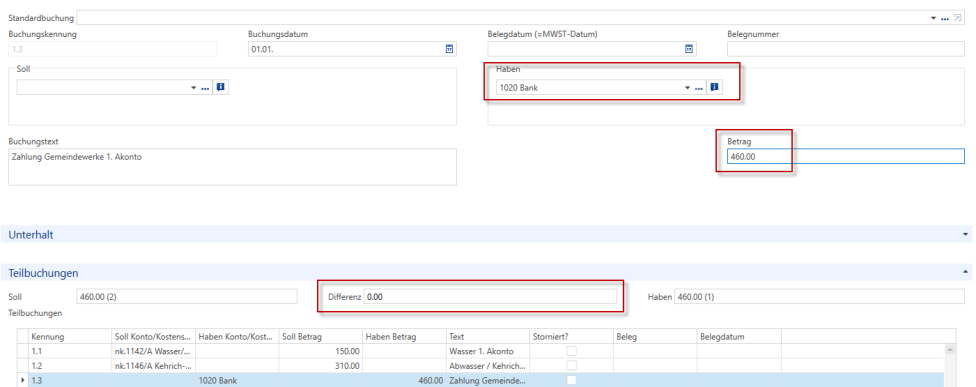 Screenshot: 4.6 Die Sammelbuchung