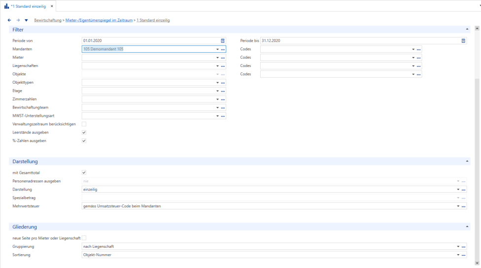Screenshot: 5.3 Mieterspiegel Zeitraum