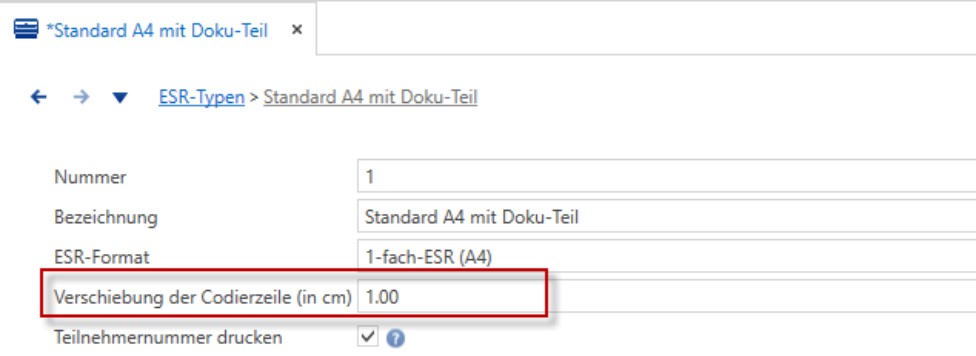 Screenshot: 6.4 ESR-Typ Codierzeile einrichten