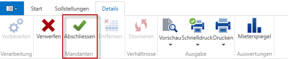 Screenshot: 7.5 Sollstellung abschliessen oder verwerfen
