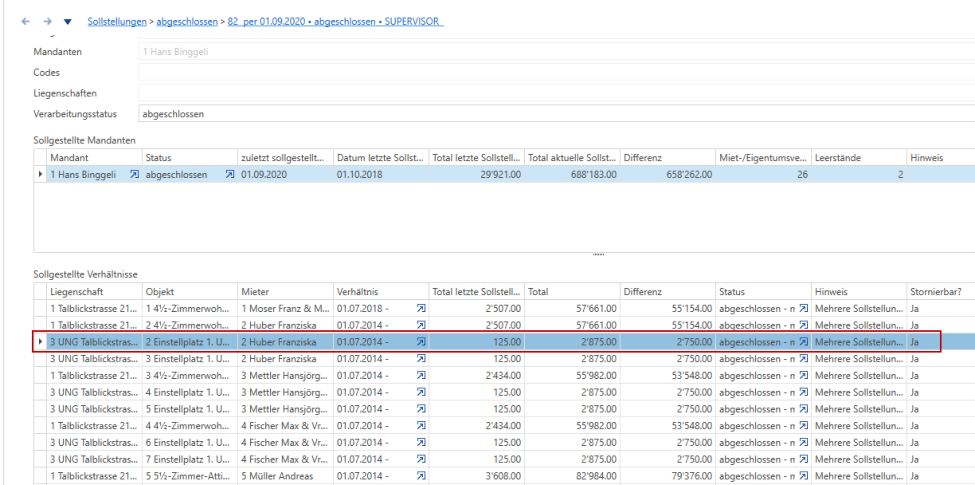 Screenshot: 7.6 Sollstellung stornieren