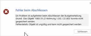 Screenshot: Fehlermeldung
