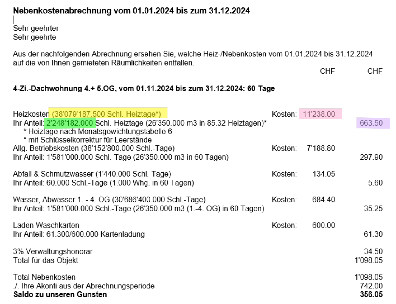 Screenshot: KB-494 Berechnung Schlüssel-Heiztage