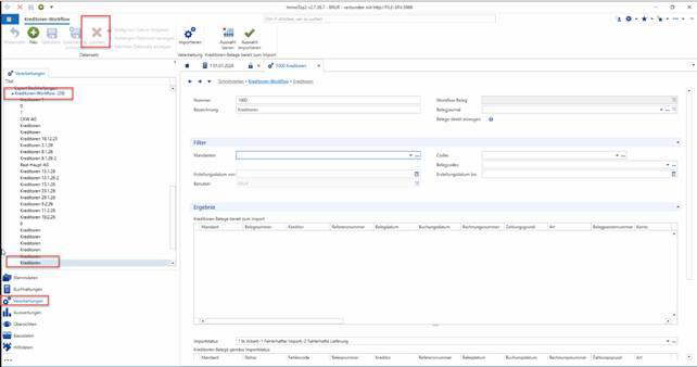 Screenshot: Kreditoren-Workflow-Vorlage mit gesperrtem Lösch-Symbol