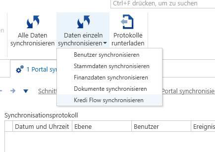 Screenshot: Portal-Synchronisation mit Option