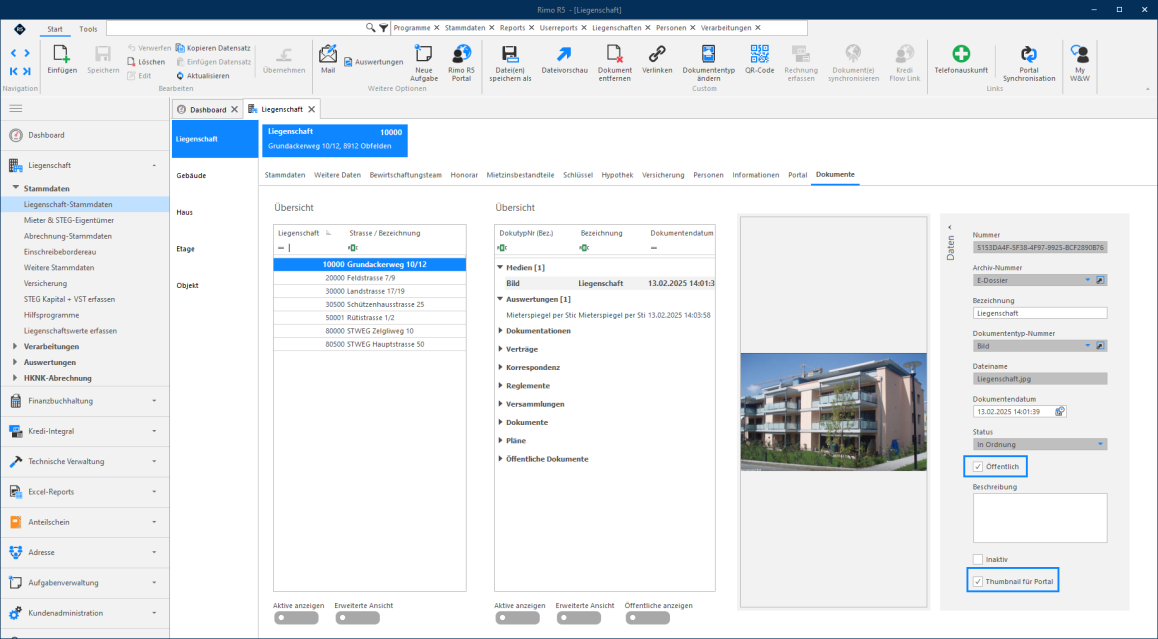 Screenshot: Rimo R5 – E-Dossier Dokument mit Flags 