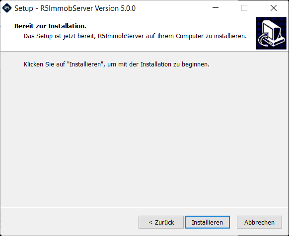 Screenshot: Setup R5ImmobServer – Instanz-Name und Port