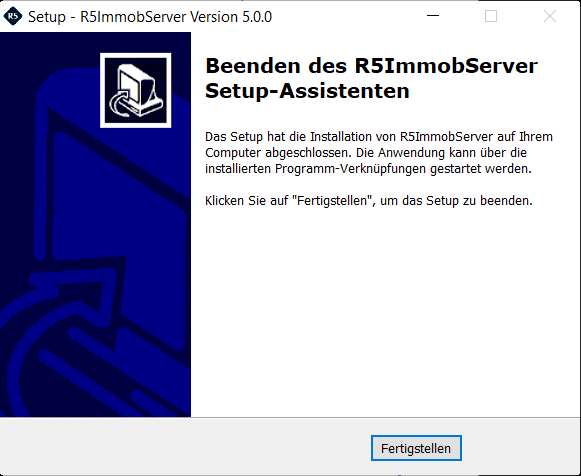 Screenshot: Setup R5ImmobServer – Installation abschliessen