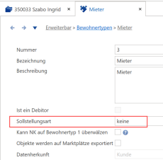 Bewohnertyp mit eigener Bezeichnung: Sollstellungsart steht auf „keine