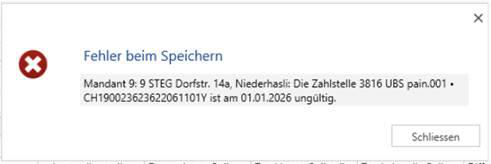 Fehlermeldung „Fehler beim Speichern