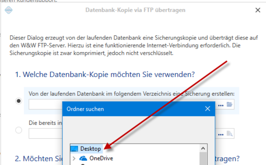 Bestätigung des gewählten Verzeichnisses