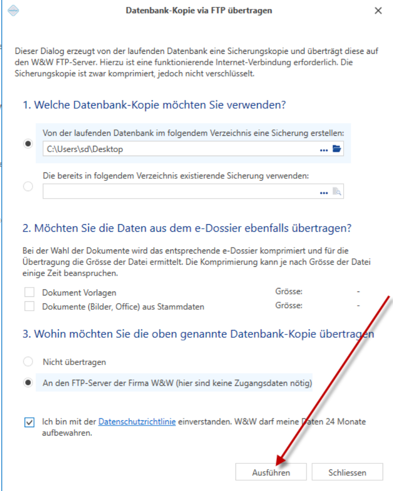 Gestarteter Übermittlungsvorgang